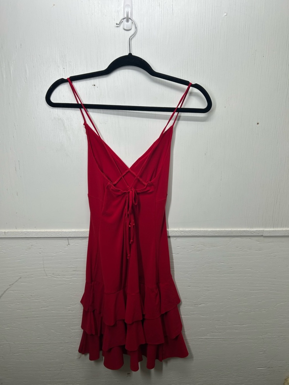 Red Spaghetti Strap Ruffle Dress - Picture 2 of 2